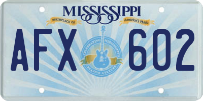 MS license plate AFX602