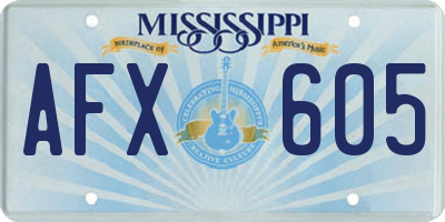 MS license plate AFX605
