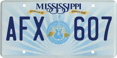 MS license plate AFX607