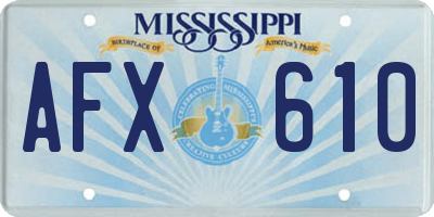 MS license plate AFX610