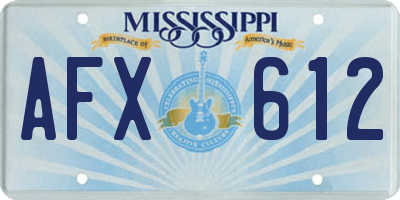 MS license plate AFX612