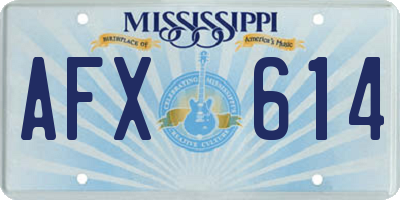 MS license plate AFX614