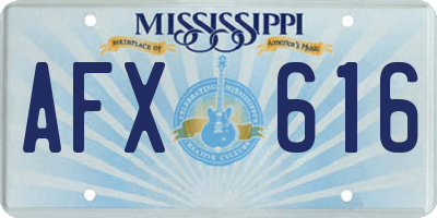 MS license plate AFX616