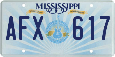 MS license plate AFX617