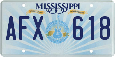 MS license plate AFX618