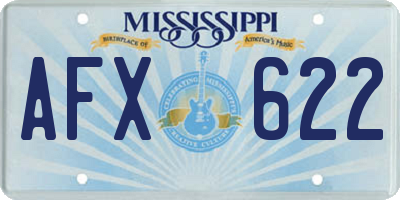 MS license plate AFX622