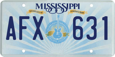MS license plate AFX631