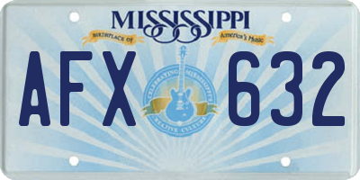 MS license plate AFX632