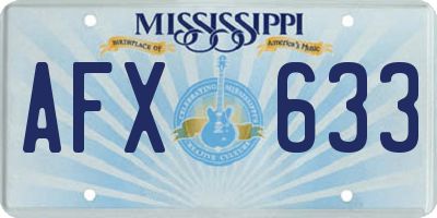MS license plate AFX633
