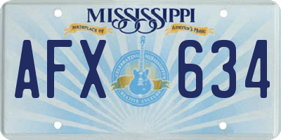 MS license plate AFX634
