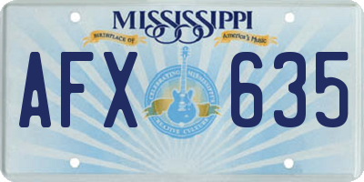 MS license plate AFX635