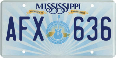 MS license plate AFX636