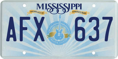 MS license plate AFX637