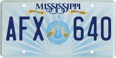 MS license plate AFX640