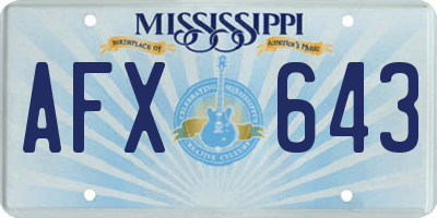 MS license plate AFX643