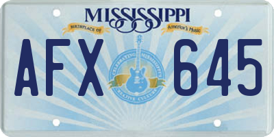 MS license plate AFX645