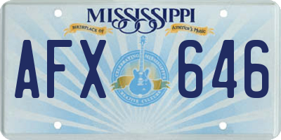 MS license plate AFX646