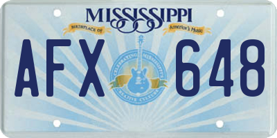 MS license plate AFX648