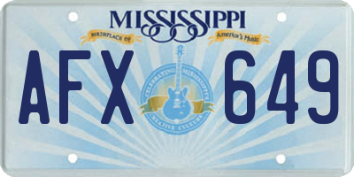 MS license plate AFX649