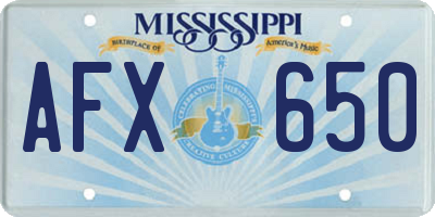 MS license plate AFX650