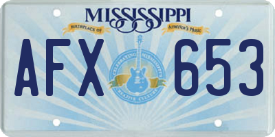 MS license plate AFX653