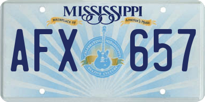 MS license plate AFX657