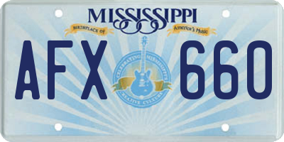 MS license plate AFX660