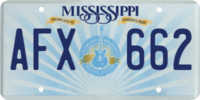MS license plate AFX662