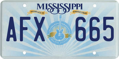 MS license plate AFX665