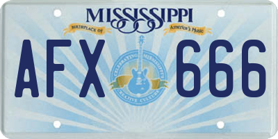 MS license plate AFX666