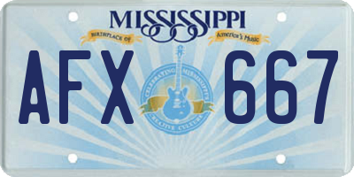 MS license plate AFX667