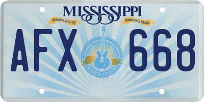 MS license plate AFX668