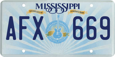 MS license plate AFX669