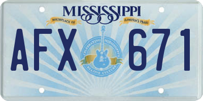 MS license plate AFX671