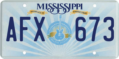 MS license plate AFX673