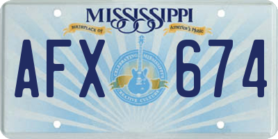 MS license plate AFX674