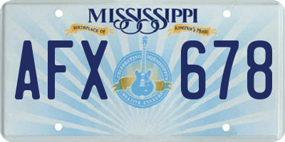 MS license plate AFX678