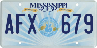 MS license plate AFX679