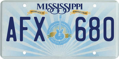 MS license plate AFX680