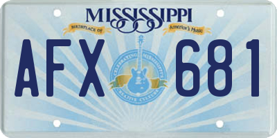 MS license plate AFX681