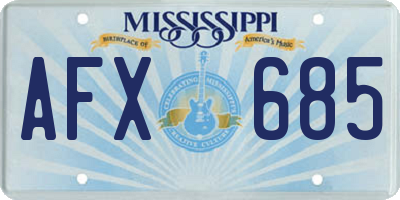 MS license plate AFX685