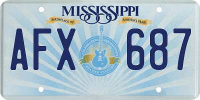 MS license plate AFX687