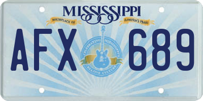 MS license plate AFX689