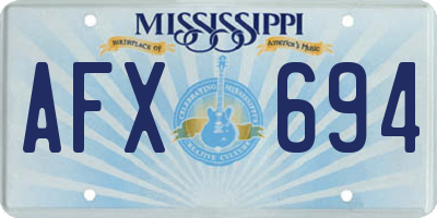 MS license plate AFX694