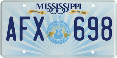 MS license plate AFX698