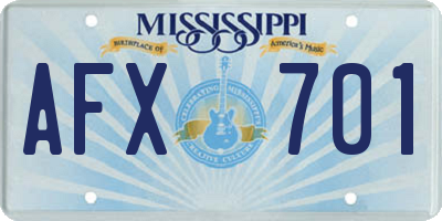 MS license plate AFX701