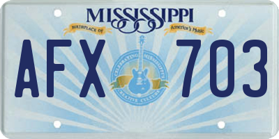 MS license plate AFX703