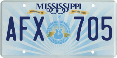 MS license plate AFX705
