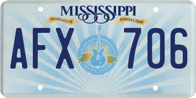 MS license plate AFX706