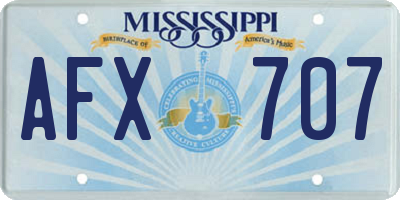 MS license plate AFX707
